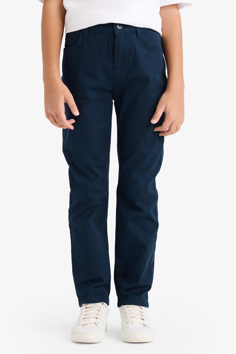 DeFacto Blue Boy Boy Straight Leg Gabardine Trousers Casual - Image 3